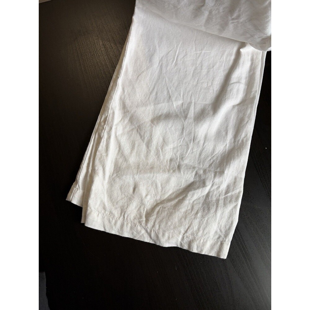 White Linen Blend Pants Wide Leg Elastic Drawstring Waist Rewash Small Coastal - Picture 3 of 11